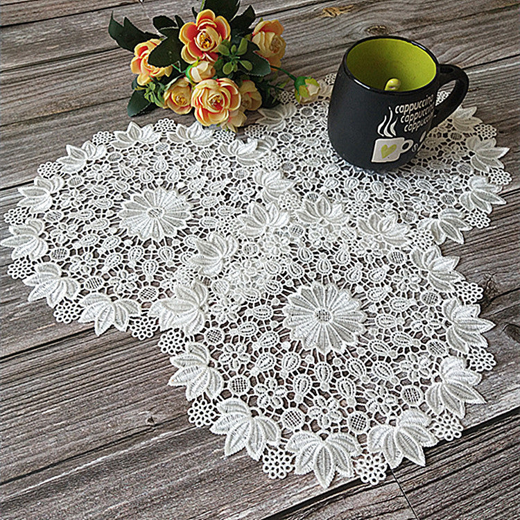 Round Dining Table  Coaster Plate Cloth Coasters Korean European Lace