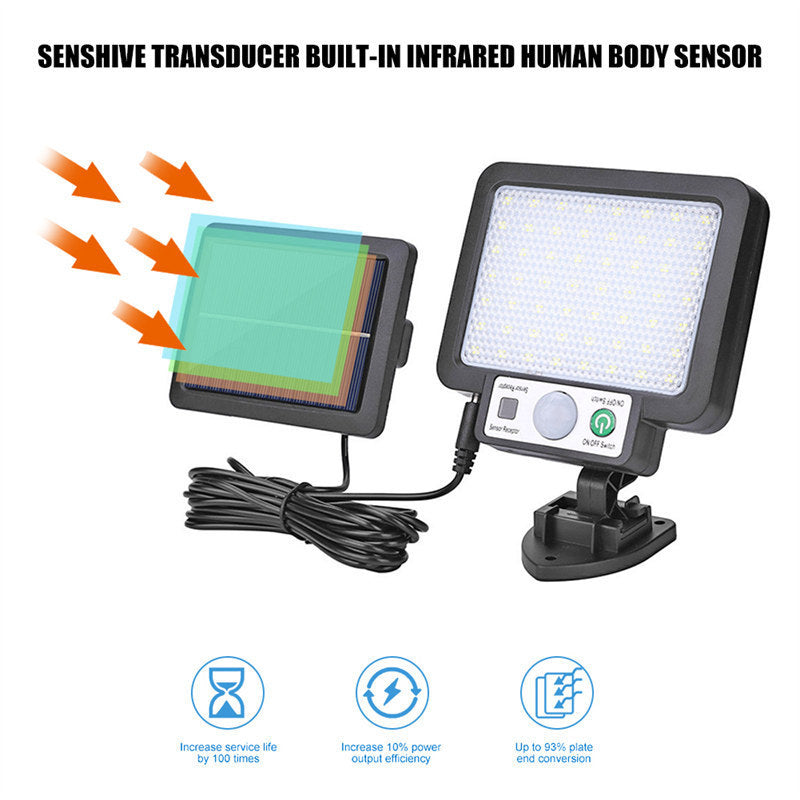 LED Solar Split Wall Lamp – 3 Mode Waterproof Motion Sensor Light