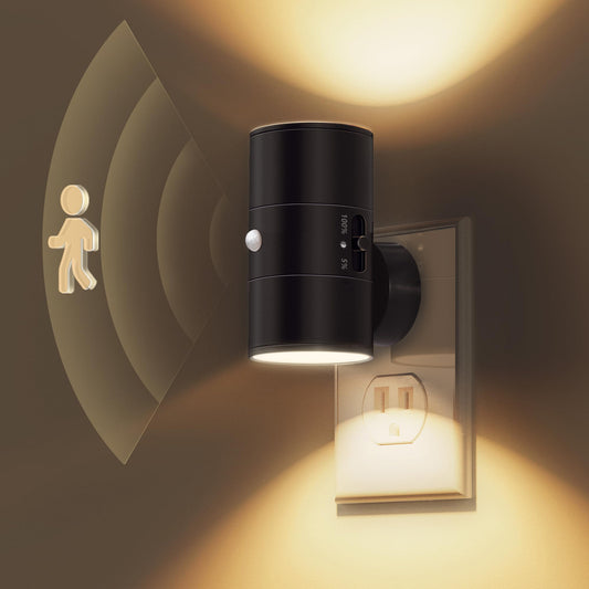 2-in-1 Light Control Sensor Plug LED Ambient Night Light – Modern Geometric Design