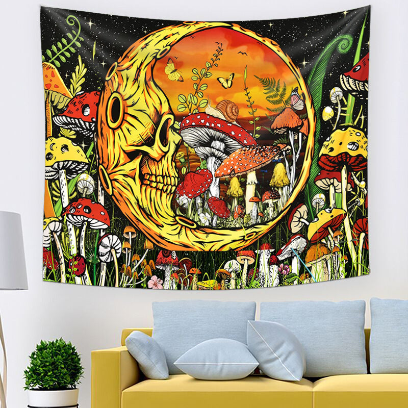Moon Mushroom Tapestry – Psychedelic Boho Wall Hanging Home Decor
