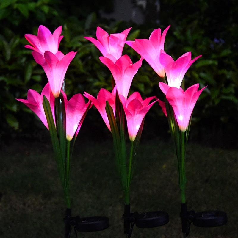 Color LED Solar Lawn Lamp – Flower Shaped Outdoor Courtyard Ground Lamp