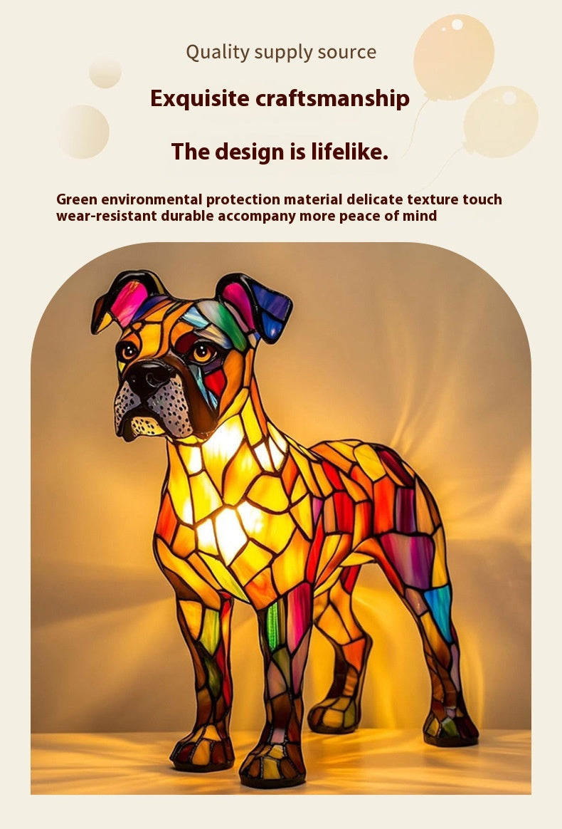 Colorful Resin Dog Lamp – Creative Animal Decoration & Night Light