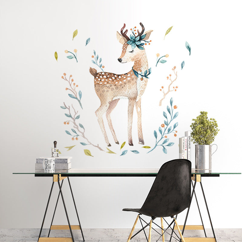 Cartoon Sika Deer Wall Sticker Children's Room Decoration