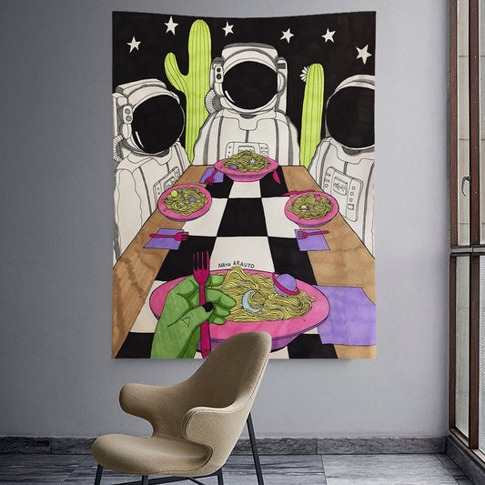 Spaceman Mandala Tapestry – Futuristic Wall Hanging for Modern Interiors