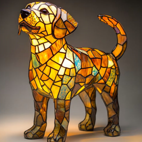 Colorful Resin Dog Lamp – Creative Animal Decoration & Night Light