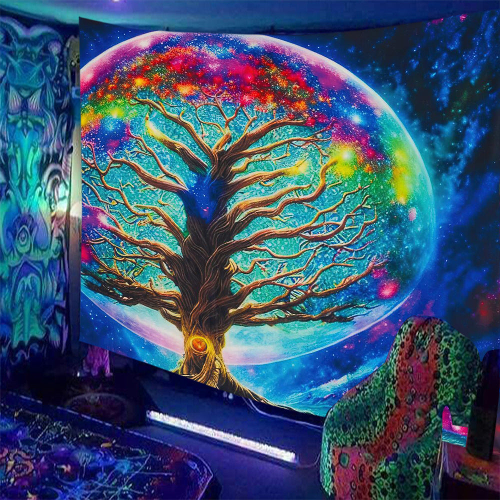 Fluorescent Print Tapestry – Luminous Wall Hanging for Chic Home Interiors
