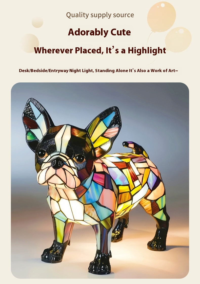 Colorful Resin Dog Lamp – Creative Animal Decoration & Night Light