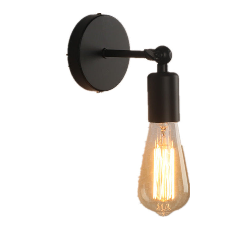 American Black Industrial Wrought Iron Small Wall Lamp Indoor