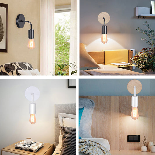 Modern Minimalist Iron Wood Wall Lamp – Nordic Single-Head Lighting