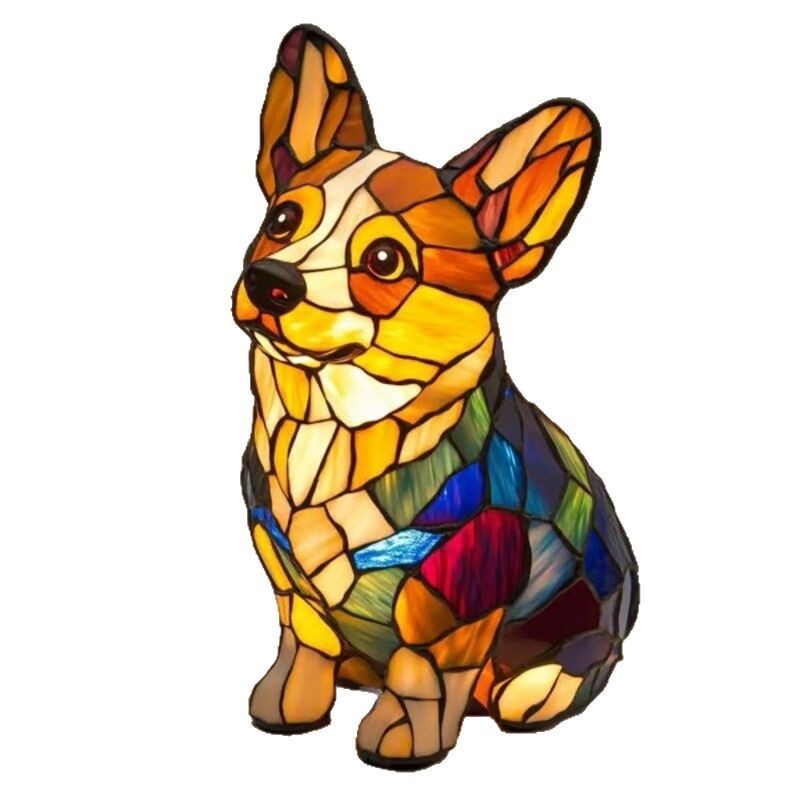Colorful Resin Dog Lamp – Creative Animal Decoration & Night Light