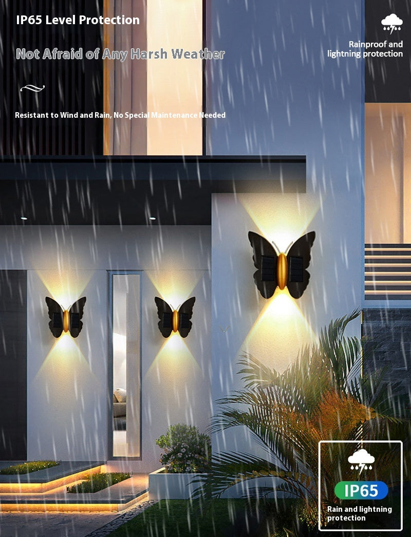 Outdoor Solar Wall Lamp – Butterfly Flower Shape, Simple Modern Design