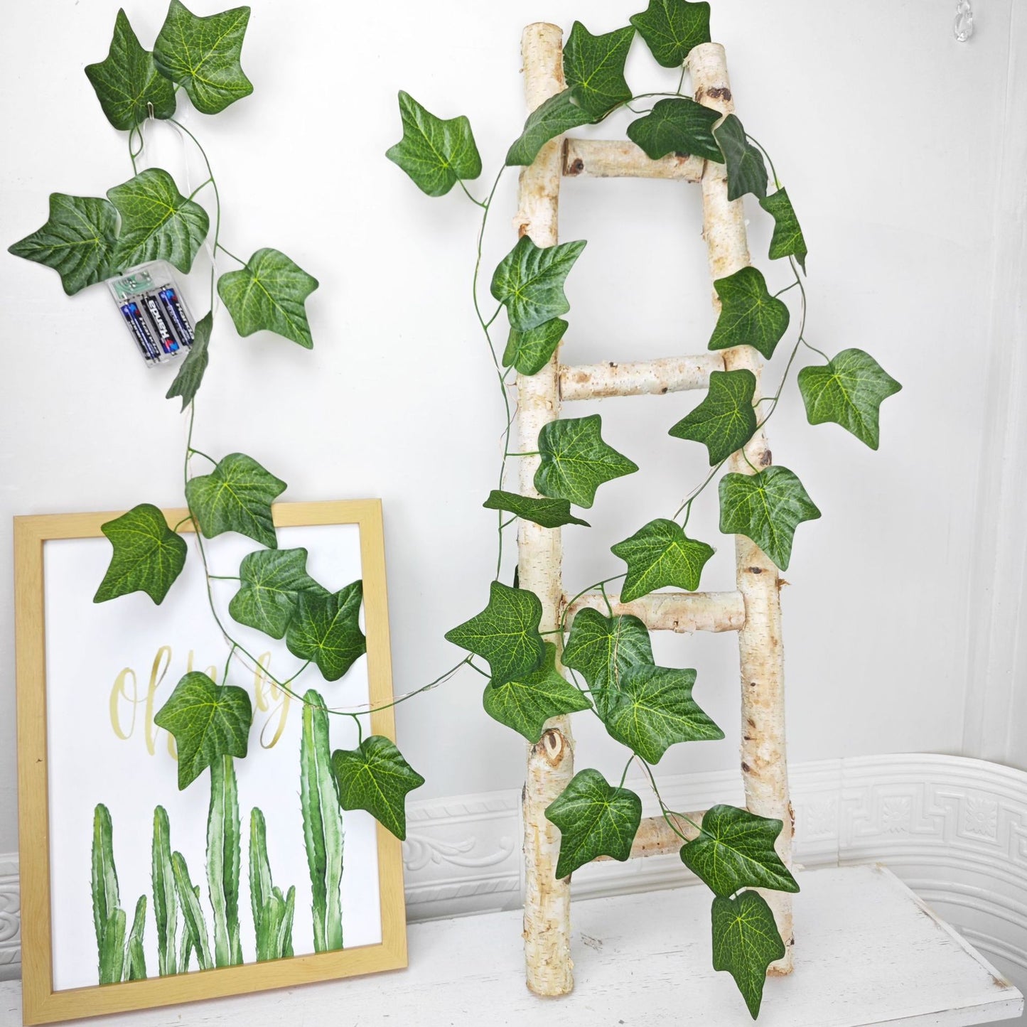 LED Green Leaf Copper Wire Lighting Chain – Indoor Room Decoration